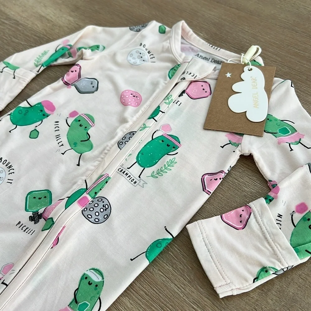 Angel Dear Baby Girl Bamboo Footie Pickleball Pink 12-18 18-24 months